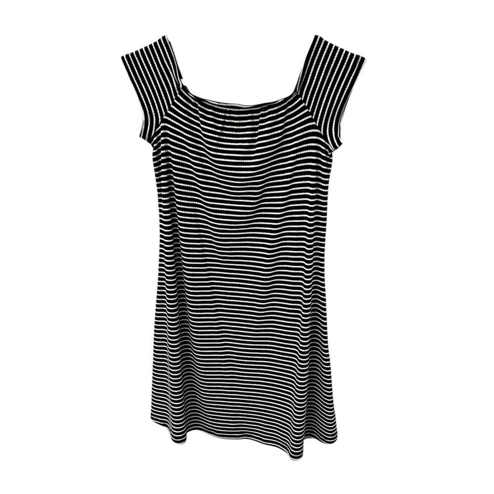 SO Black and White Striped Tunic Dress